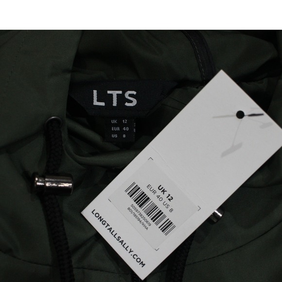Long Tall Sally Green Hooded Rain Jacket Cinch Waist NWT US 8Tall - Picture 5 of 7